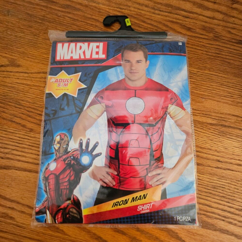 Marvel Iron Man Shirt Men S/M Adult Halloween Costume Small/Medium Up to Size 42